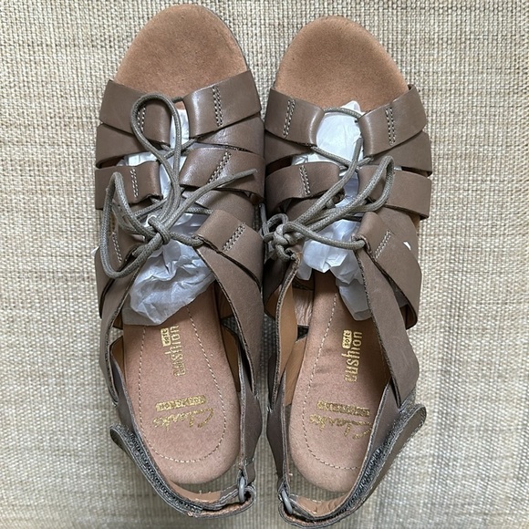 Clarks Women's Helio Mindin Cork Wedge Open Toe Strappy Lace Up Sandals - Picture 9 of 14